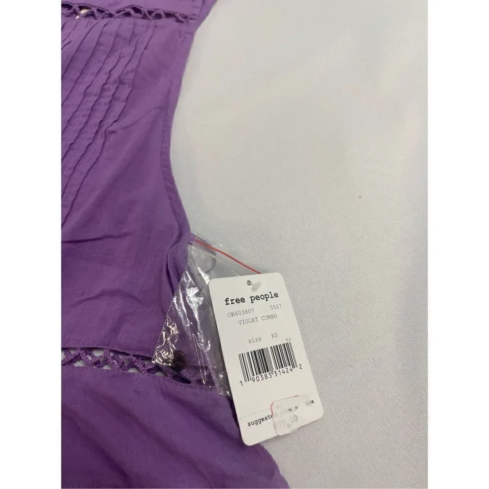 NWT Free People Constant Crush Violet Purple Lacey Tank Top Size XS NEW